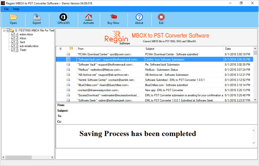 Select the Destination location to save Converted MBOX files